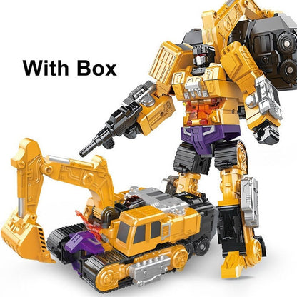 Custom MOC Same as Major Brands! Transformation Robot Toy 6 in1 Engineering Vehicle Model Educational Assembling Deformation Action Figure Car Toy for