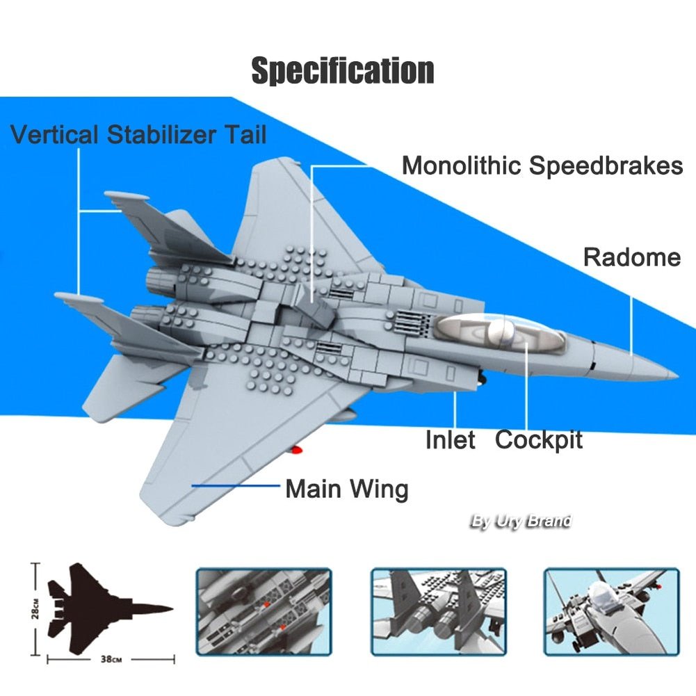 WW2 Military Army Avion Plane Jet Warcraft J-15 Eagle Fighter Morden Warplane Sets Aircraft Models Building Blocks Toys for Boys Jurassic Bricks