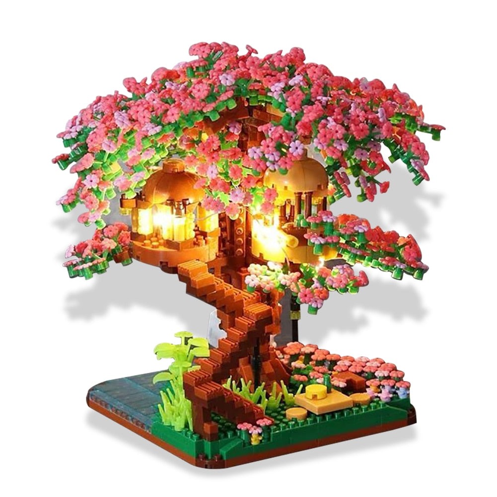 Custom MOC Same as Major Brands With Lights Mini Sakura Tree