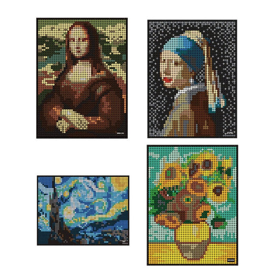 World Famous Painting Series Mona Lisa Girl with a Pearl Earring Building Blocks Van Gogh Star World Bricks Toys for Kids Gifts Jurassic Bricks